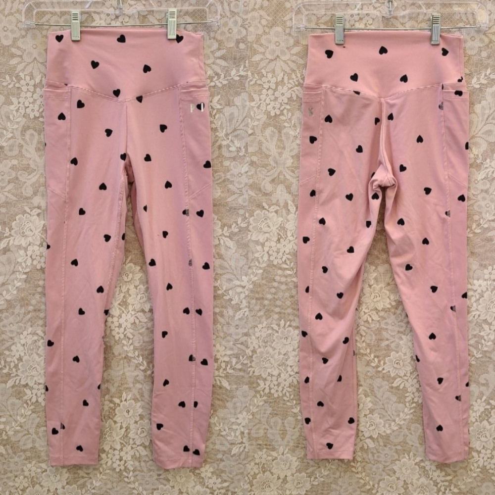 VICTORIA'S SECRET Ultimate Pink Leggings Activewear Heart Print Pockets Pants XS